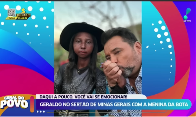 História da Menina da Bota é contada no programa Geraldo do Povo na Rede TV e ganha muitos prêmios